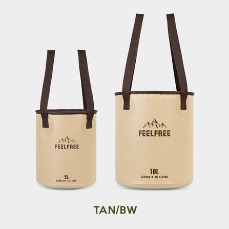 ถังน้ำพับได้แบบพกพา FEELFREE FOLDABLE WASH BASIN 10L สีแทน สายสีน้ำตาล_4